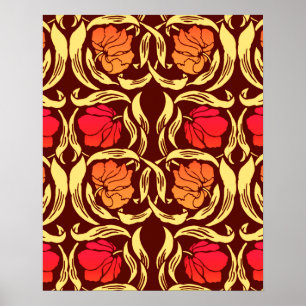 Póster William Morris Pimpernel, Rust Naranja y Brown