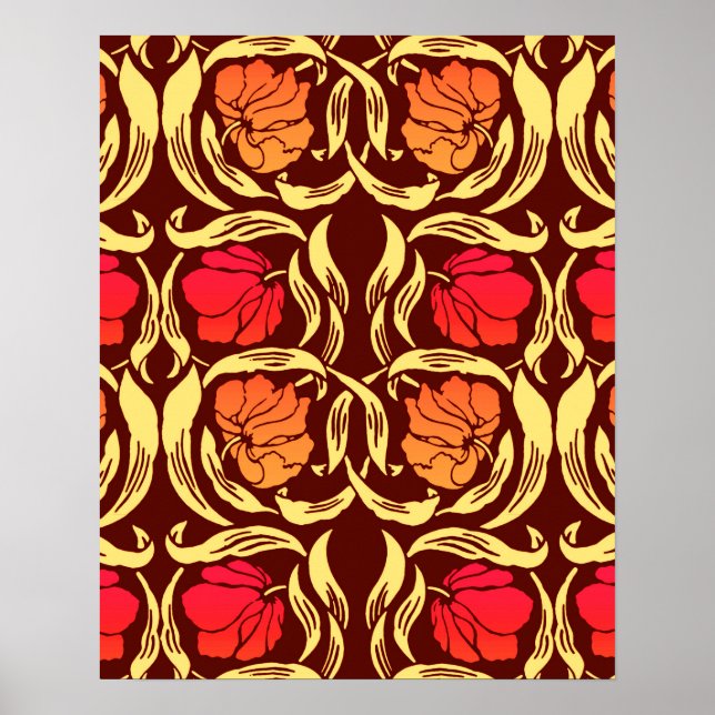 Póster William Morris Pimpernel, Rust Naranja y Brown (Frente)