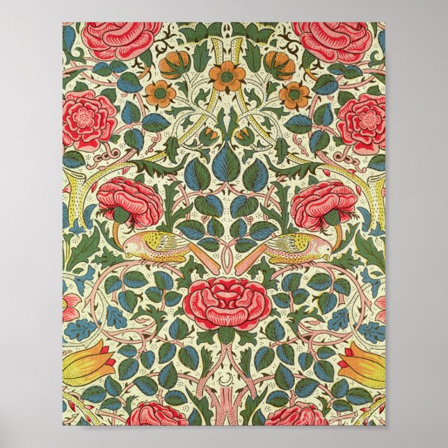 Póster William Morris, Rosa 1883 (Frente)