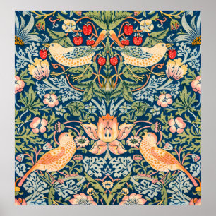 Póster William Morris Strawberry Thief Floral Pattern