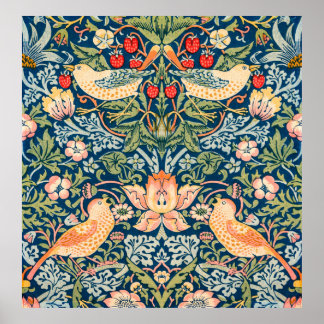 Póster William Morris Strawberry Thief Floral Pattern