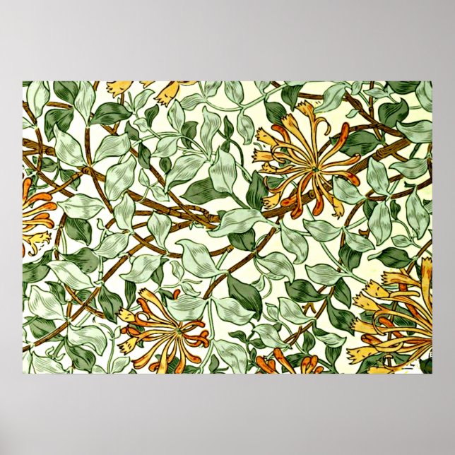 Póster William Morris - Sueño de miel en verde y oro (Frente)