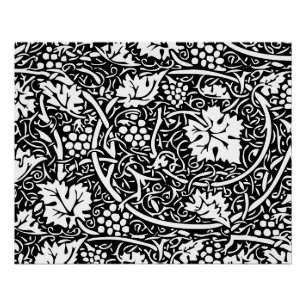 Póster William Morris Vino blanco negro de uva