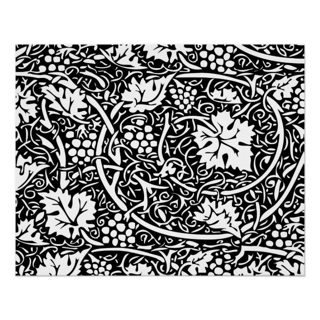 Póster William Morris Vino blanco negro de uva (Anverso)