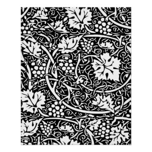 Póster William Morris Vino blanco negro de uva