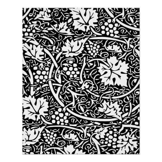 Póster William Morris Vino blanco negro de uva (Anverso)