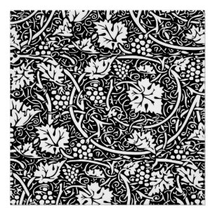 Póster William Morris Vino blanco negro de uva