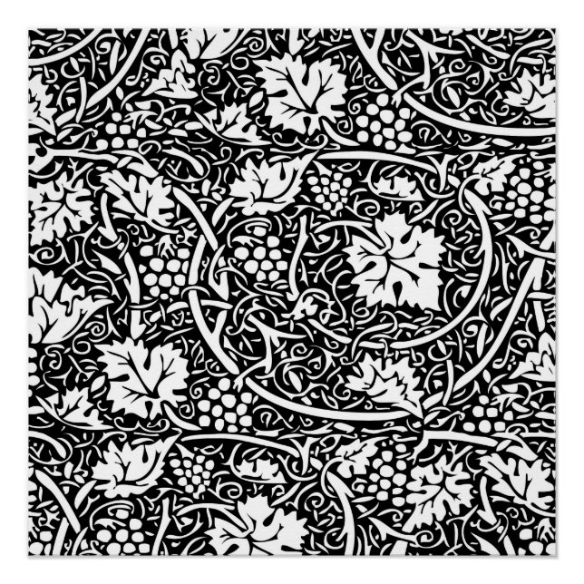 Póster William Morris Vino blanco negro de uva (Anverso)