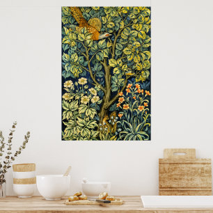 Póster William Morris Vintage Faisán Ardilla Flor