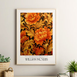 Póster William Morris Vintage Naranja Wildflowers