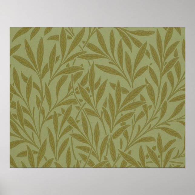 Póster William Morris Willow Antiguo Hoja Floral (Frente)