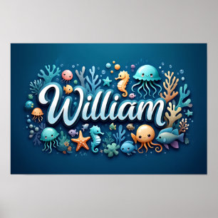 Póster William Ocean Nursery animales submarinos