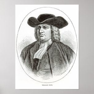 Póster William Penn grabó por la madera Whymper de Josiah