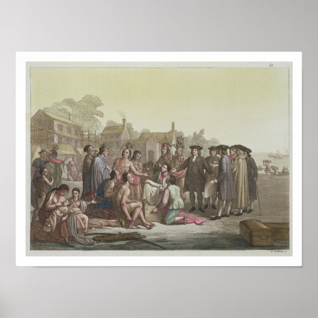 Póster William Penn negociando el tratado que condujo a l (Frente)