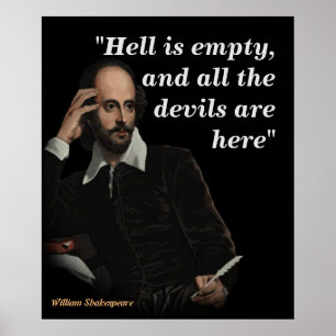 Póster William Shakespeare Cita Sobre Infierno Y Diablos