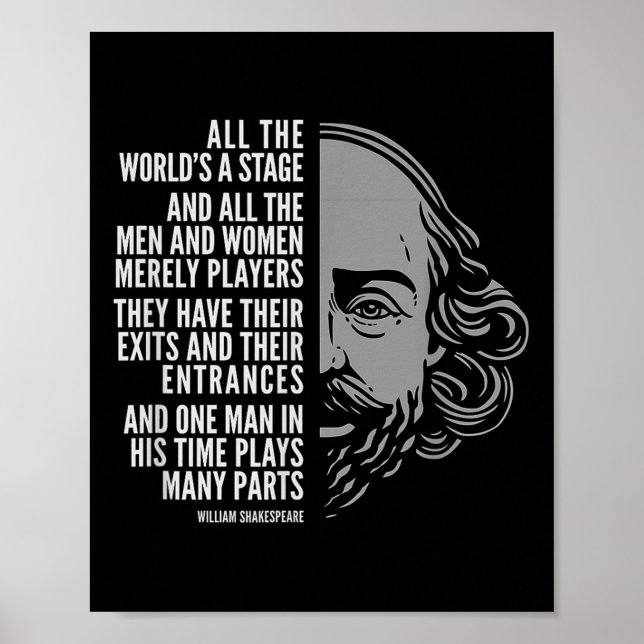 Póster William Shakespeare inspirador cita_ todo el mundo (Frente)