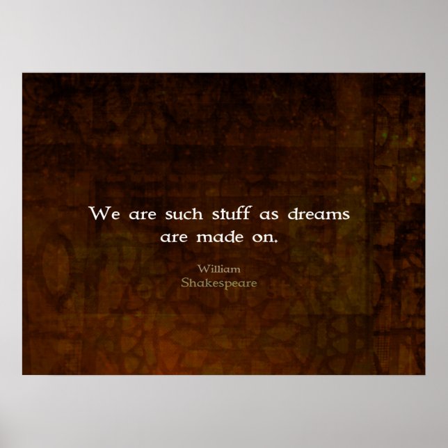 Póster William Shakespeare Inspirador Dream Cita (Frente)