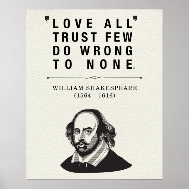 Póster William Shakespeare Love All Quote (Frente)