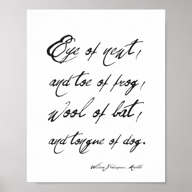 Póster William Shakespeare Macbeth Spooky Cita Halloween (Frente)