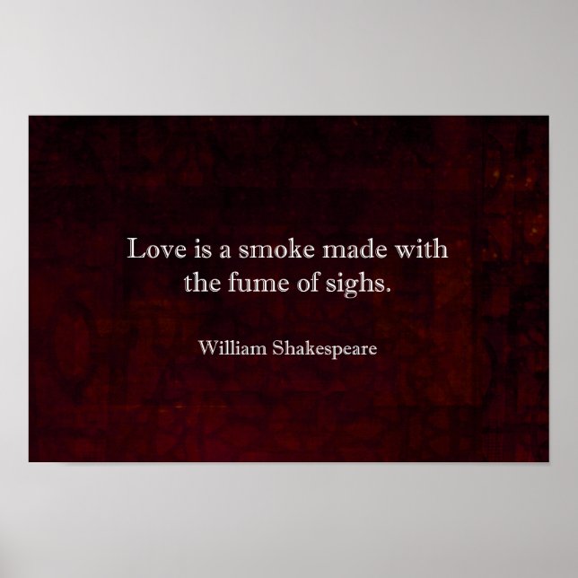 Póster William Shakespeare Romeo y Juliet LOVE Cita (Frente)