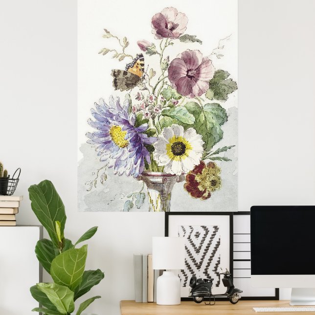 Póster William vanLee Bouquet de flores con mariposa (Oficina en casa)