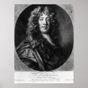 Póster William Wycherley, grabado por John Smith, 1703