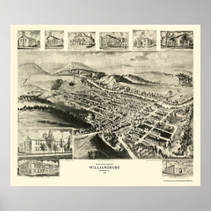 Póster Williamsburg, mapa panorámico -1906 del PA