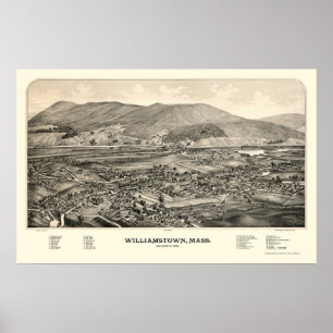 Póster Williamstown, mapa panorámico de las MAMÁES - 1889