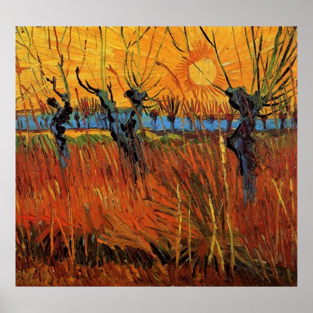 Póster Willows at Sunset de Vincent van Gogh (Frente)