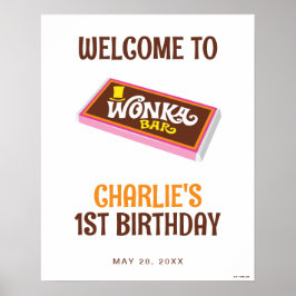 Póster Willy Wonka y el Rótulo de cumpleaños de la fábric