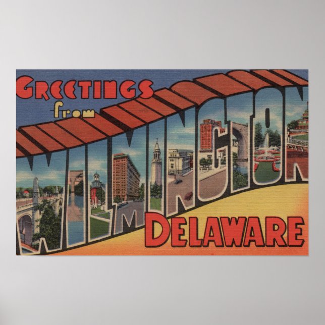 Póster Wilmington, Delaware - Escenas de letras grandes (Frente)