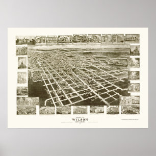 Póster Wilson, NC Panoramic Map - 1908