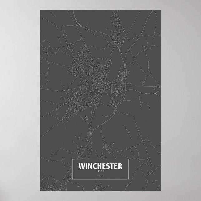 Póster Winchester, Inglaterra (blanco sobre negro) (Frente)