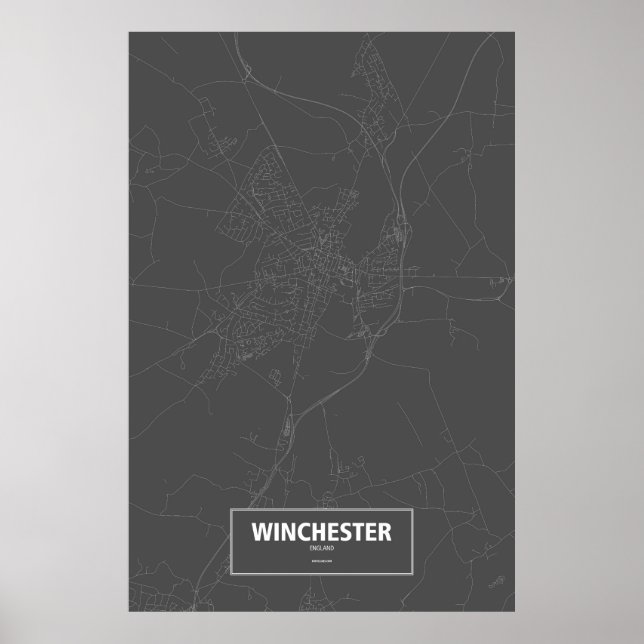 Póster Winchester, Inglaterra (blanco sobre negro) (Frente)