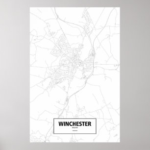Póster Winchester, Inglaterra (negro sobre blanco)