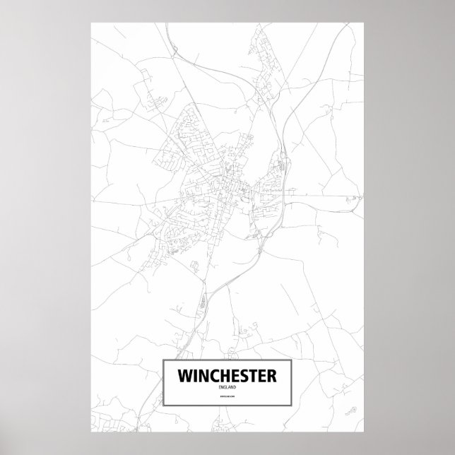 Póster Winchester, Inglaterra (negro sobre blanco) (Frente)