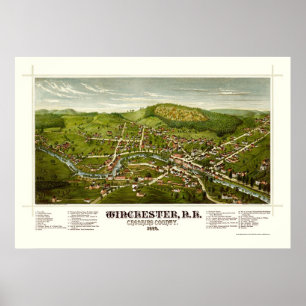 Póster Winchester, mapa panorámico del NH - 1887