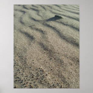 Póster Wind shapes sand ripples, around smooth pebbles