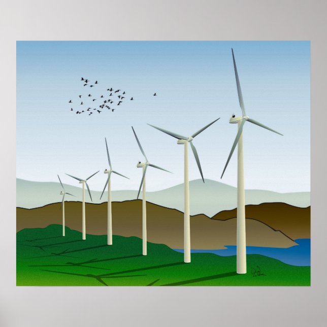 Póster Wind Turbines Art (Frente)