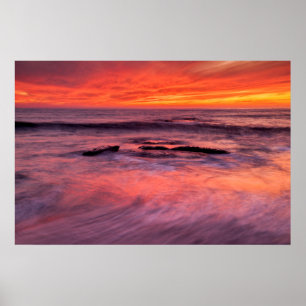 Póster Windansea Beach Red Sunset