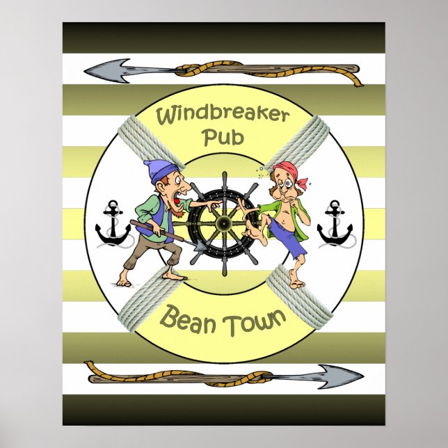 Póster "Windbreaker Pub" ~ Bean Town ~ (Boston) ~ (Frente)