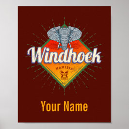 Póster Windhoek Namibia Retro Elephant Vintage Africa