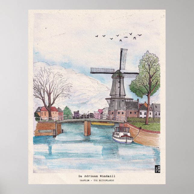 Póster Windmill De Adriaan Haarlem