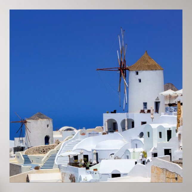 Póster Windmill in Oia, Santorini, Greece (Frente)