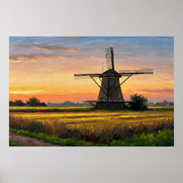 Póster Windmill In The Countryside