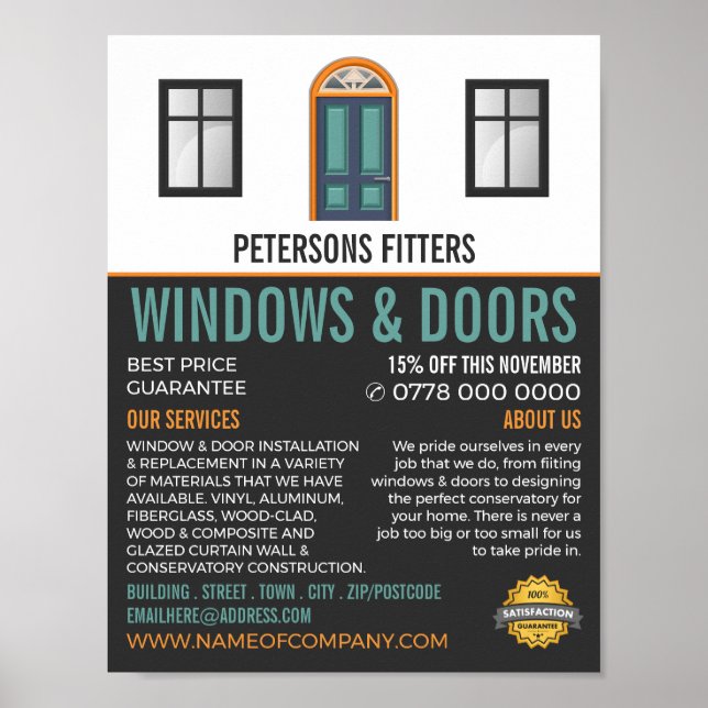 Póster Windows & Doors, Window & Door Fitter Company (Frente)
