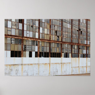 Póster Windows quebrado en una fábrica abandonada