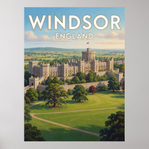 Póster Windsor Inglaterra Castillo y terrenos
