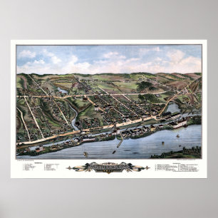 Póster Windsor Locks, CT Panoramic Map - 1877