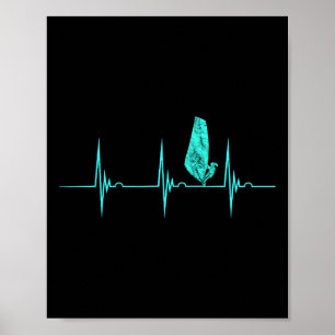 Póster Windsurfer Heartbeat Ekg Pulse Water Sport Windsur
